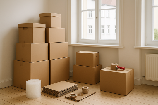 Vorbereitung für Beiladung Remscheid – Kartons ordentlich verpackt